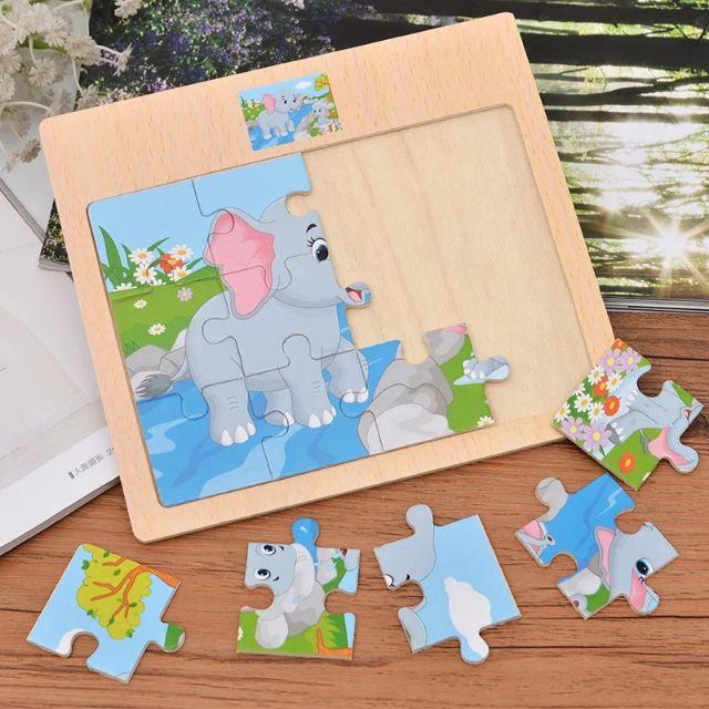 Bảng ghép hình 12 miếng cho bé bằng gỗ - đồ chơi xếp hình gỗ giáo dục
