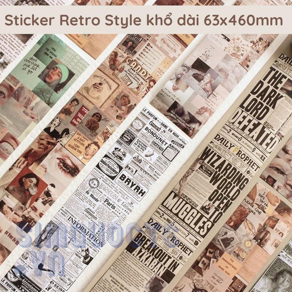 Nhãn dán sticker thủ công trang trí phong cách retro khổ dài ST03