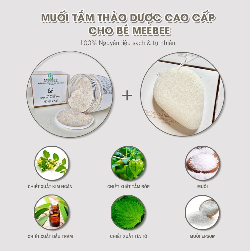 Bông tắm hữu cơ organic cho bé Meebee tạo bọt siêu mềm mại, an toàn