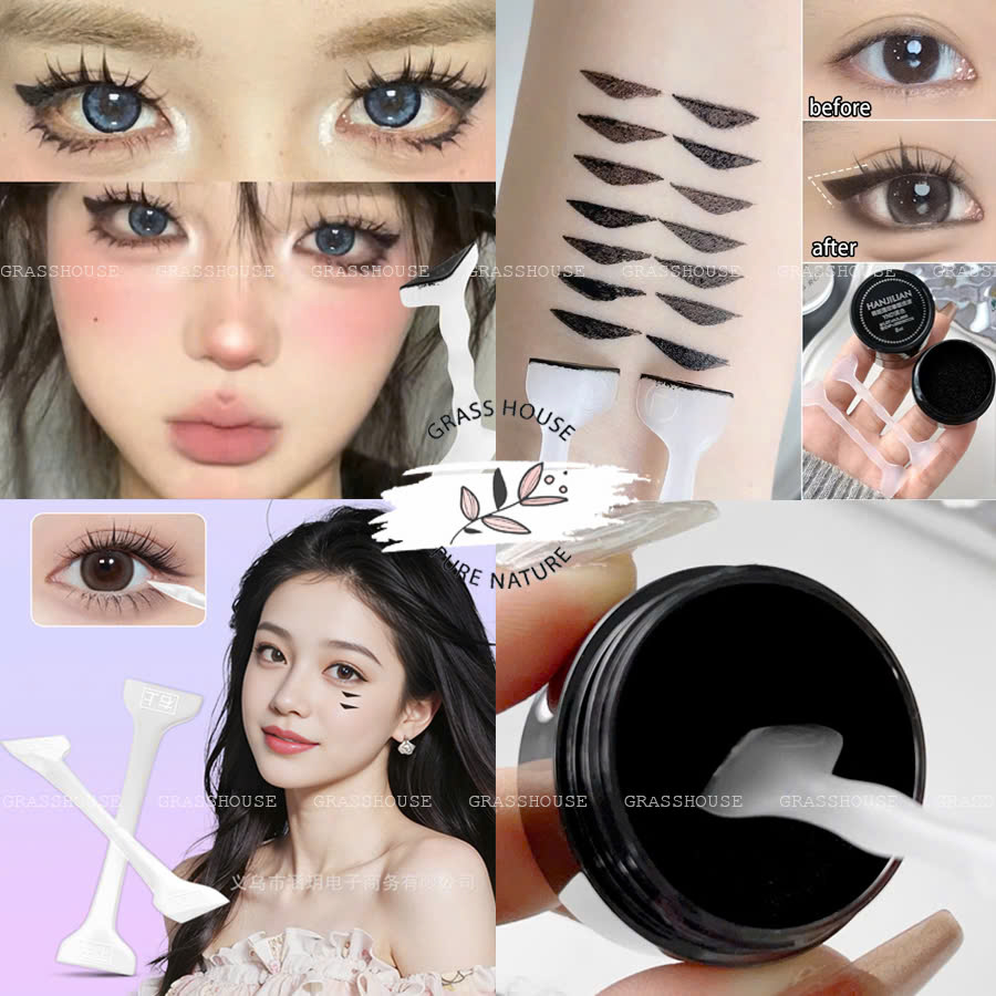Cây silicon Khuôn in eyeliner 2 ĐẦU Khuôn kẻ mắt sử dụng mực in sắc nét chống nước lâu trôi nét đều dành cho người mới tập trang điểm - #CÂY SILICON &amp; MỰC