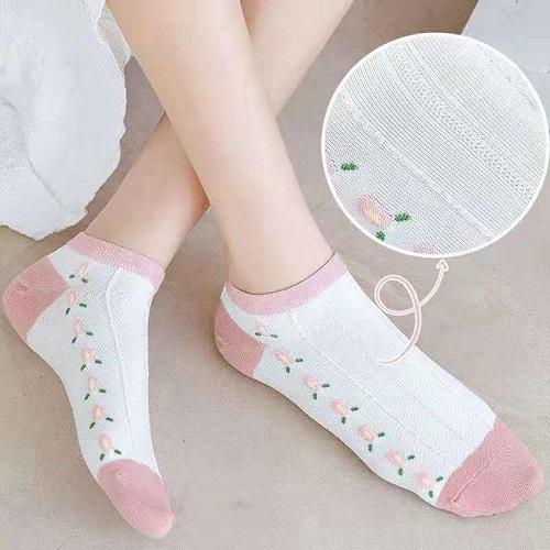 Set 5 Cặp Vớ Cotton Thoáng Khí Khử Mùi Dành Cho Nữ Họa Tiết Ngẫu Nhiên Phong Cách Trẻ Trung