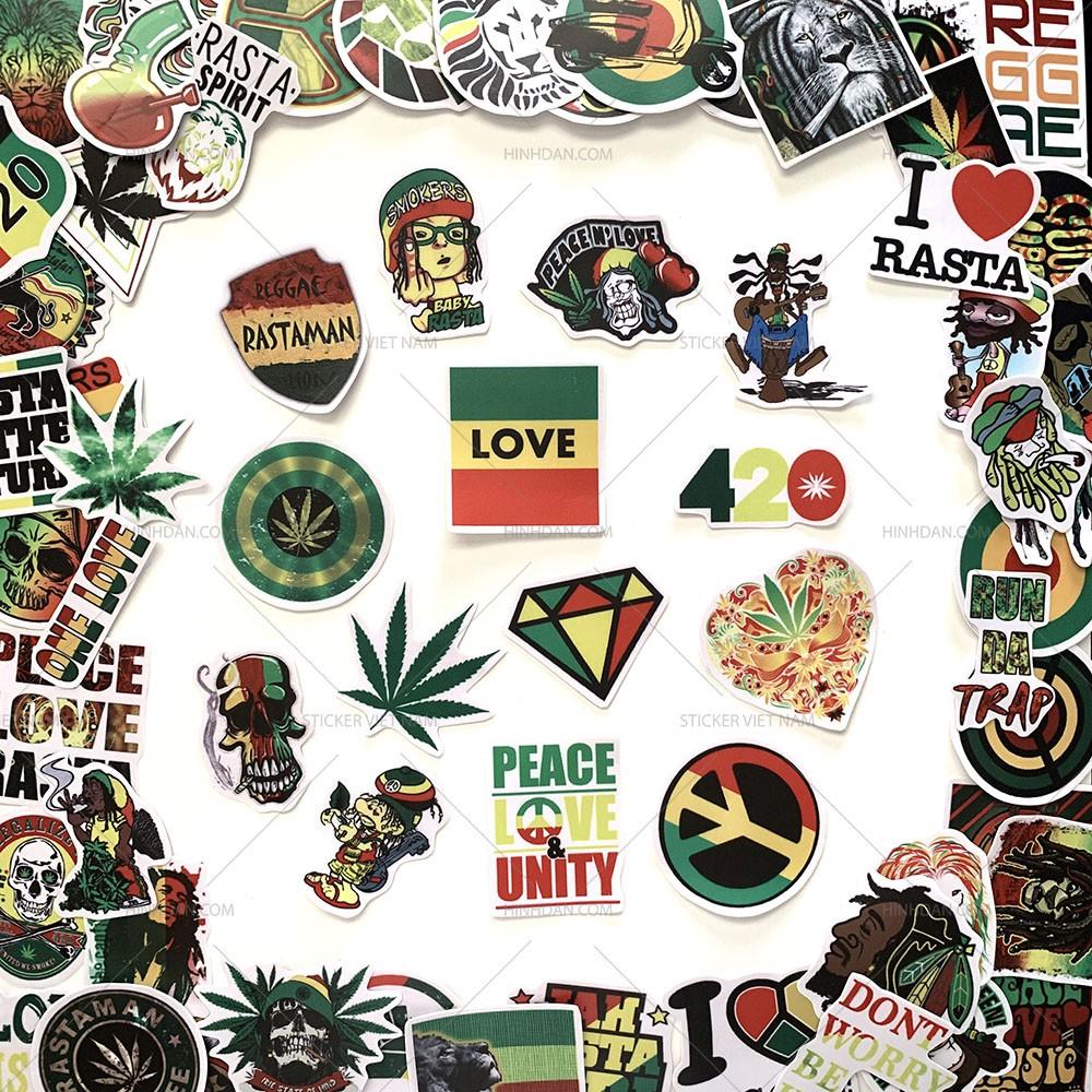 Sticker Rasta Xanh Đỏ Vàng - Dán Trang Trí - Chất Liệu PVC Cán Màng Chất Lượng Cao Chống Nước, Chống Nắng, Không Bong Tróc Phai Màu