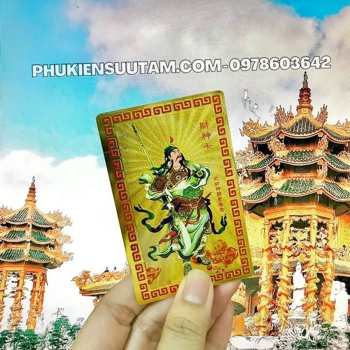Thẻ Kim Bài Quan Vũ Quan Công, kích thước: 8.3cmx5.3cmx0.2cm, màu: vàng - SP005737