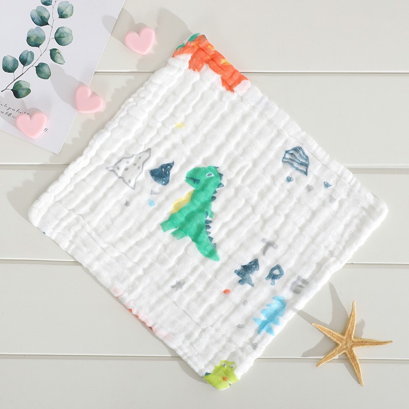 5 khăn mặt xô cotton 6 lớp 30*30 cm cho bé sơ sinh