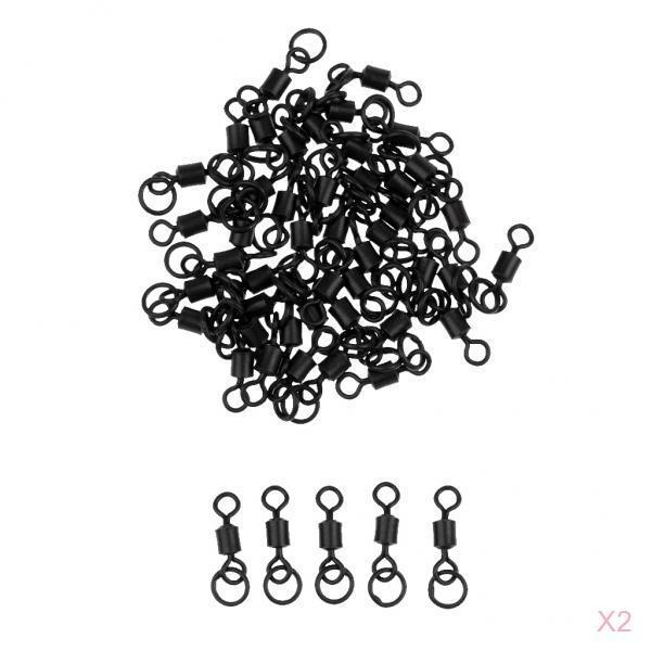 2 X 50Pcs Fishing Barrel Bearing Rolling Swivel Ring Hook Connector Fastlock Snaps
