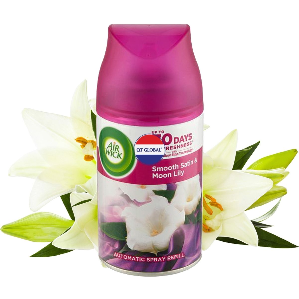 Bình xịt tinh dầu thiên nhiên Air.Wick Smooth Satin &amp; Moon Lily 250ml QT016841 - hương hoa ly