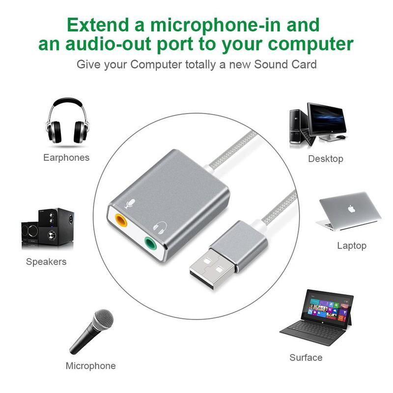 USB Sound 3D âm thanh 7.1 dây vỏ nhôm