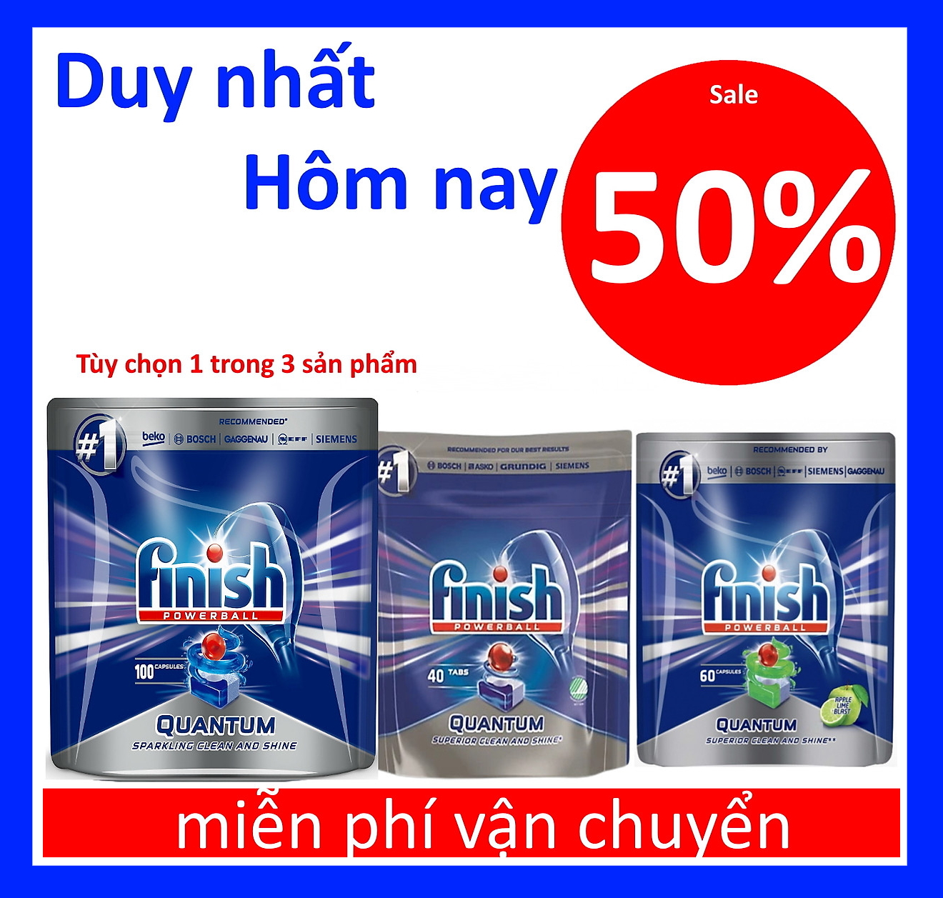 Viên rửa bát Finish Quantum loại 40 viên, 60 viên, 100 viên - Hàng chính hãng