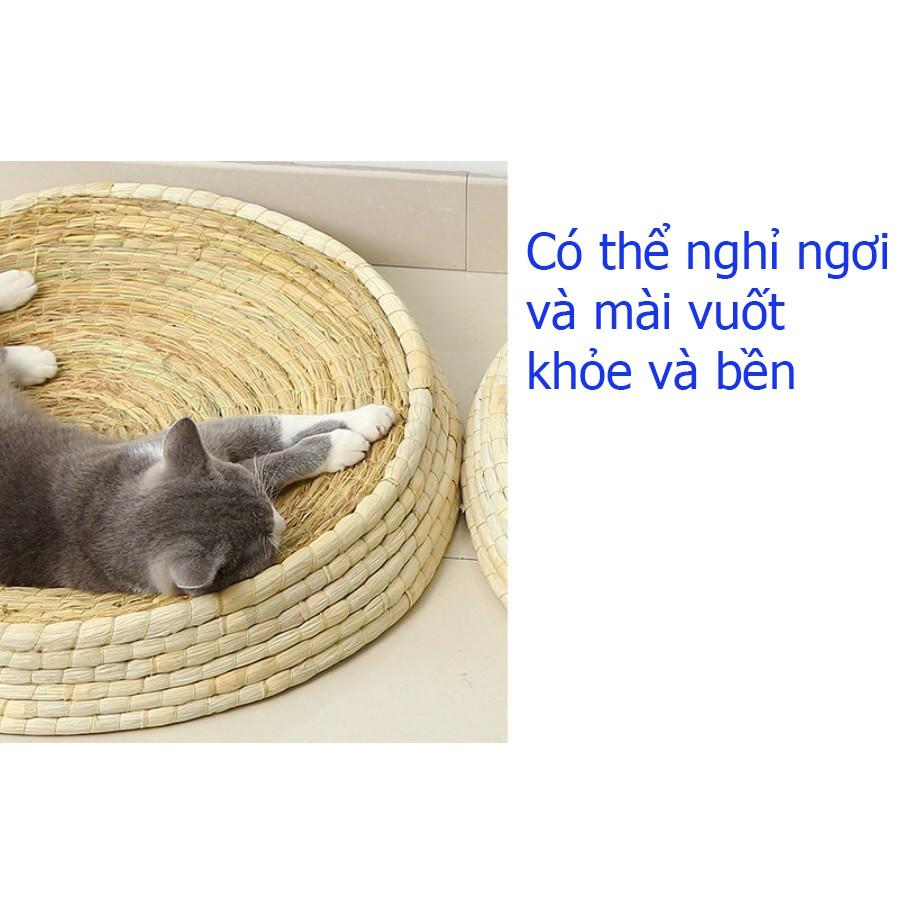Bàn cào và nằm ngủ bằng rơm hình cái bát lớn cho mèo MON002 nhiều kích cỡ