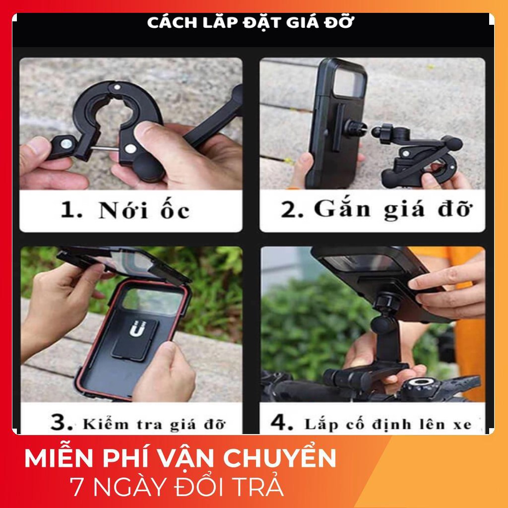 Kẹp điện thoại xe máy, giá đỡ điện thoại gắn xe máy M3 chống nước cao cấp , xuay 360 độ chắc chắn,