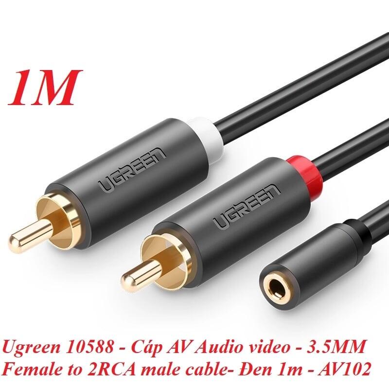 Ugreen UG10588AV102TK 1M màu Đen Cáp âm thanh 2 đầu Bông sen sang 3.5mm Âm - HÀNG CHÍNH HÃNG