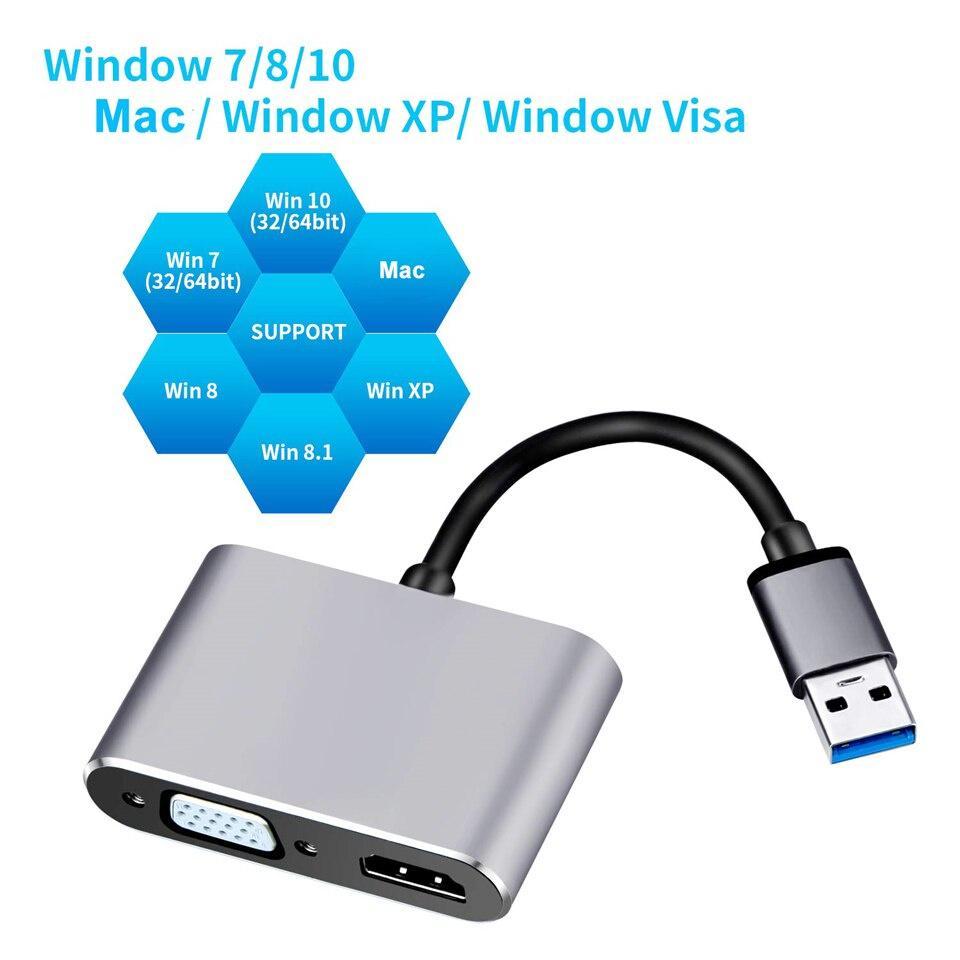 Đầu chuyển đổi usb sang Hdmi Vga Hd 1080P 2 trong 1 tiện dụng