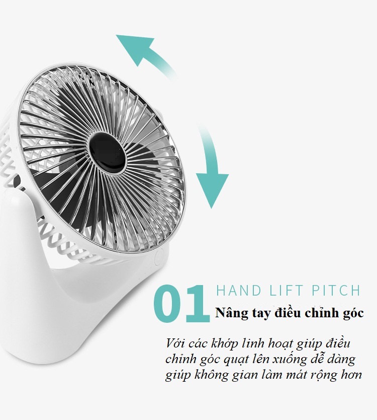 Quạt tích điện mini để bàn - Dung lượng pin lớn