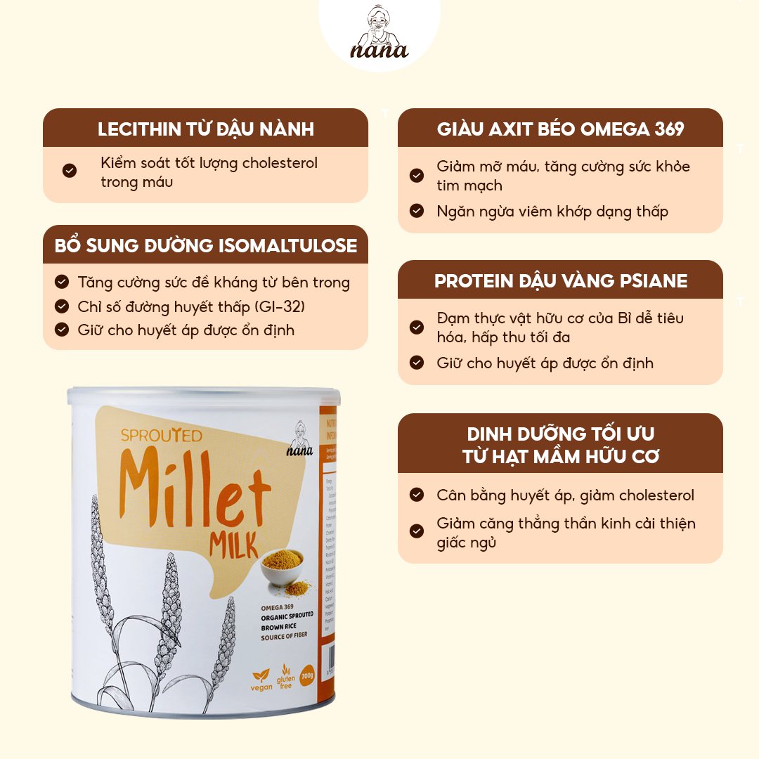 Combo 2 Hộp Sữa Hạt Gạo Lứt Hữu Cơ Millet & 24Grains Hộp 700g Cho Trẻ Từ 3 Tuổi & Người Lớn Bổ Sung Dinh Dưỡng Vegan - 24Grains