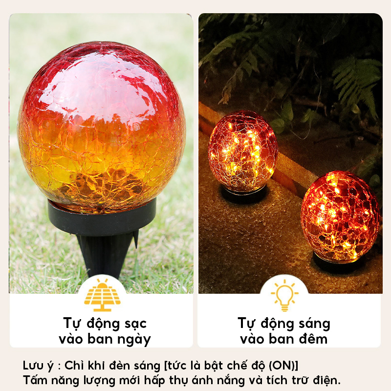 Đèn trang trí năng lượng mặt trời quả cầu cắm đất, tích kiệm điện, bóng siêu sáng, chống thấm nước - DA3139