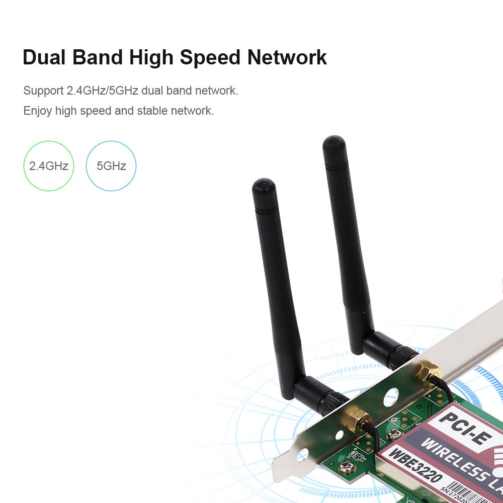 Thẻ mạng WIFI LAN không dây với ăng-ten độ lợi cao Chức năng AP Thẻ bộ điều hợp PCI-E 300M
