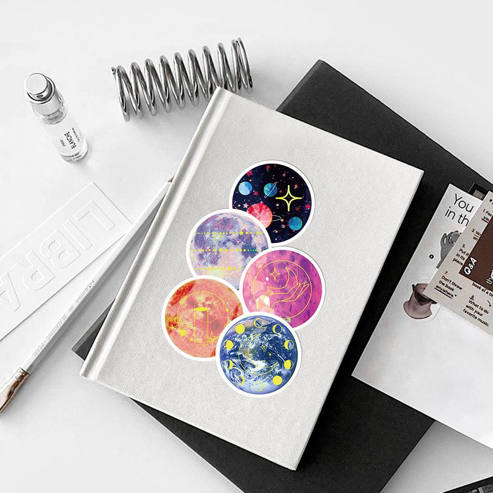 Sticker mặt trăng moonlight trời sao galaxy trang trí mũ bảo hiểm, guitar, ukulele, điện thoại, sổ tay, laptop - mẫu S7