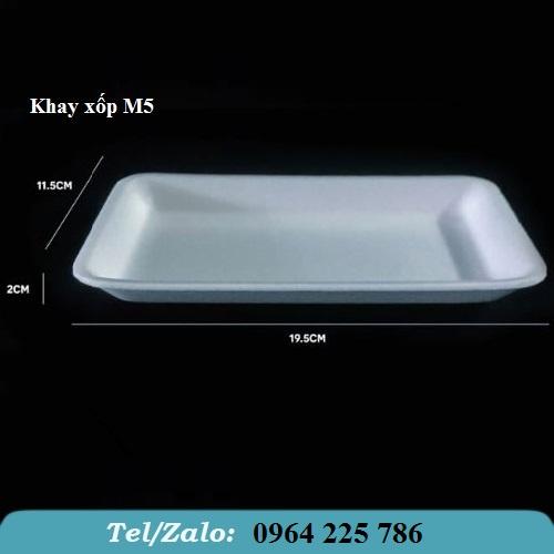 1 bịch 125 chiếc khay xốp M5 trắng đựng 250 - 300gr thực phẩm