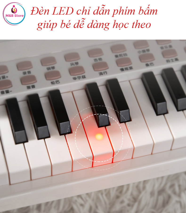 Đồ Chơi Đàn Mini Piano Cao Cấp - KUB, Đèn LED Hướng Dẫn, Âm Thanh Cực Hay