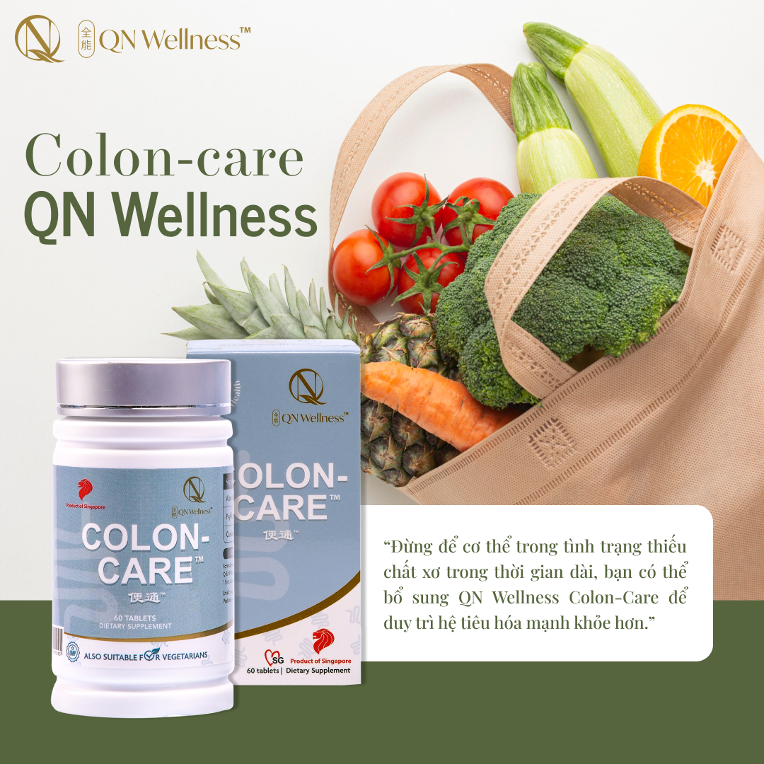 Combo Ưu Đãi Viên Uống Bổ Sung Colon Care QN Wellness Chiết Xuất Lô Hội, Hạt Mã Đề & Hạt Cassia Hỗ Trợ Đường Ruột, Bổ Sung Chất Xơ, Cải Thiện Trao Đổi Chất - Hộp 60 Viên x 2