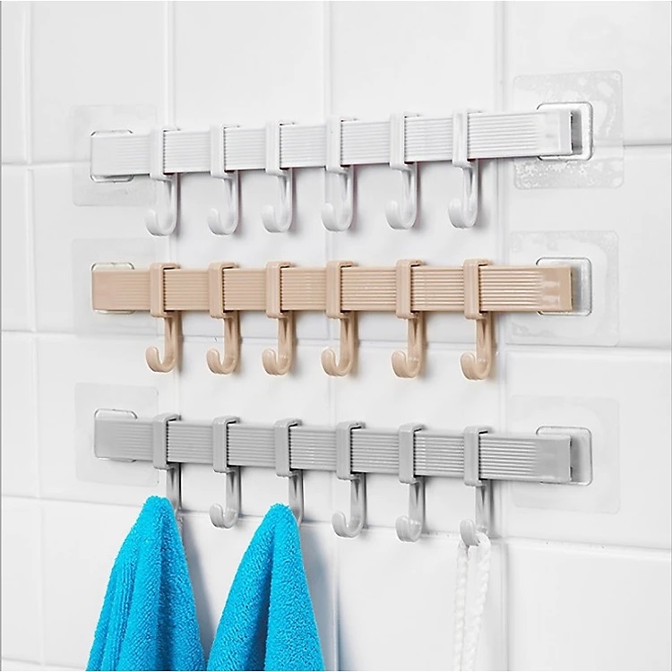 Combo 3 Thanh treo đồ dán tường,tủ quần áo, nhà bếp, có 6 móc chịu lực