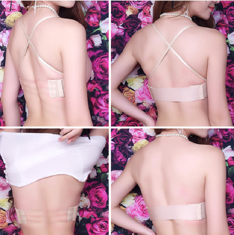 Áo ngực su đúc dây rút bàn tay siêu nâng ngực không dây cao cấp dành cho áo hở lưng + dây trong , bản lưng trong