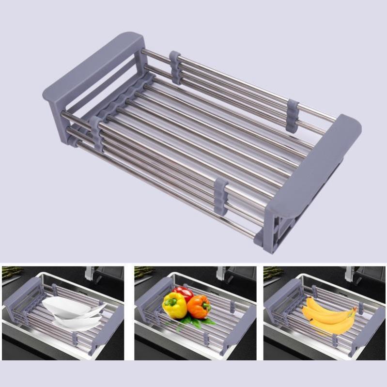 Khay Đựng Đồ Để Bồn Rửa Bát Inox, Gác Bồn Rửa Chén Có Thể Kéo Dài tiện lợi