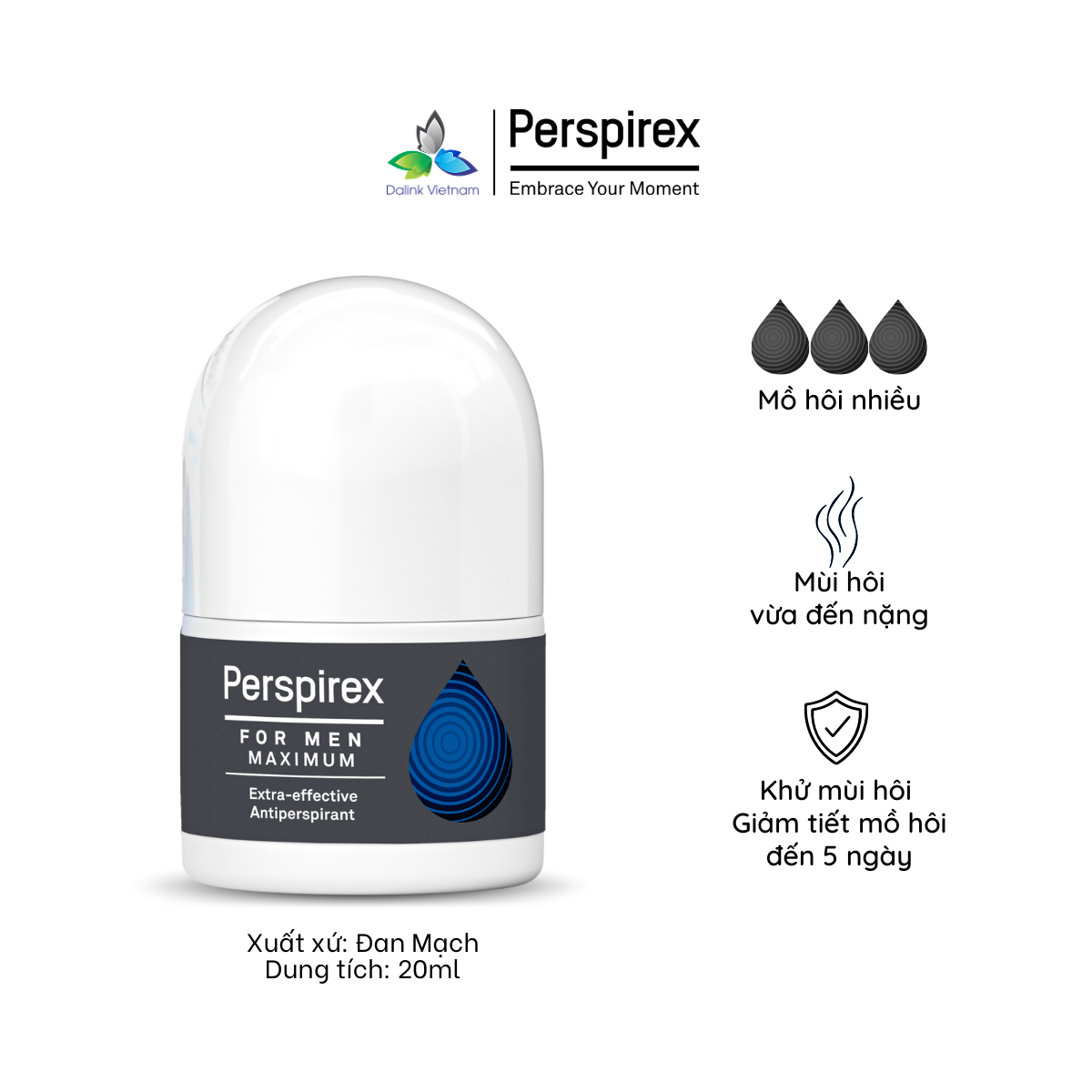 Perspirex for Men Maximum - Lăn khử mùi và ngăn tiết mồ hôi loại mạnh