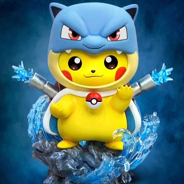 Mô hình Pokemon gapcha Chibi Pikachu khoát áo Squirtle Rùa nước 2059 8-4