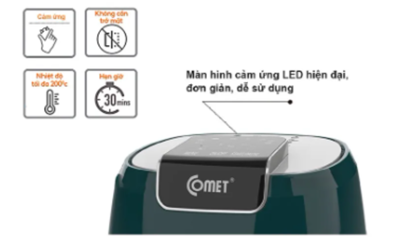 Nồi chiên không dầu điện tử Comet CM6858 - Hàng chính hãng