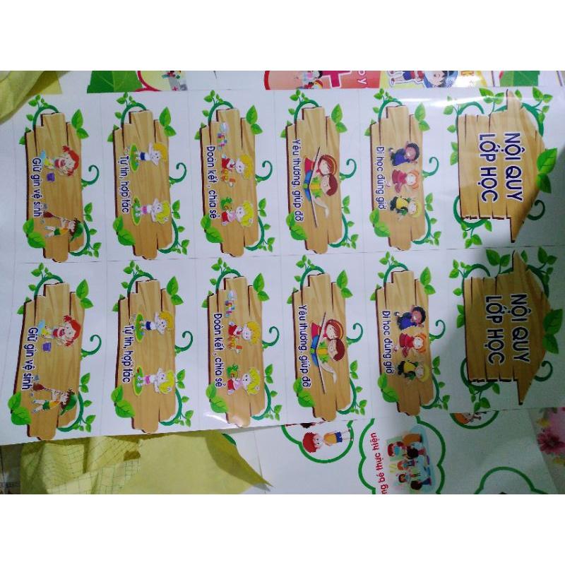 Decal nội quy lớp học vân gỗ