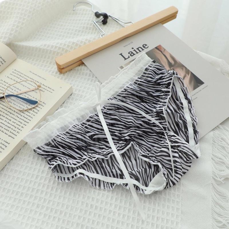 Quần lót ren lưới họa tiết da báo