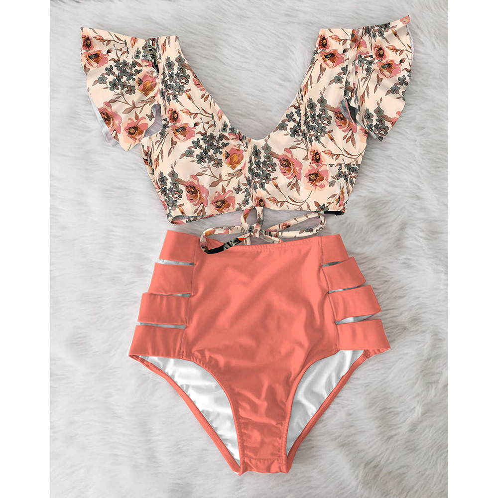 Cao Cấp Bikini 2021 Xù Đồ Bơi Nữ In Đồ Bơi Gợi Cảm Đẩy Lên Bikini Plus Kích Thước Đồ Tắm Hoa Mặc Đi Biển