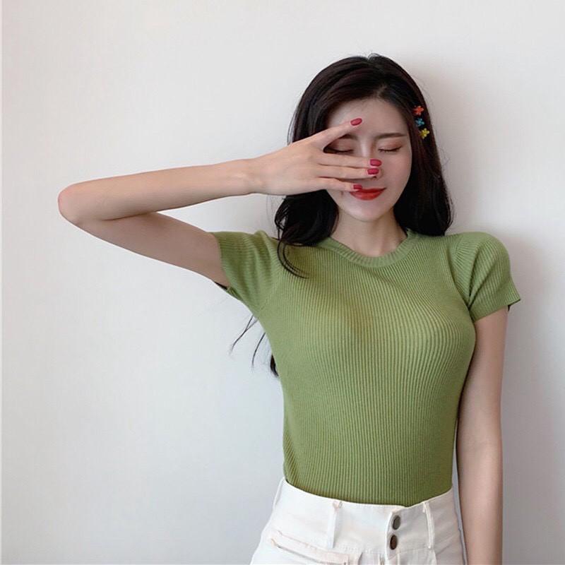 Áo Thun Nữ Cổ Tròn Form Body Hàn Quốc