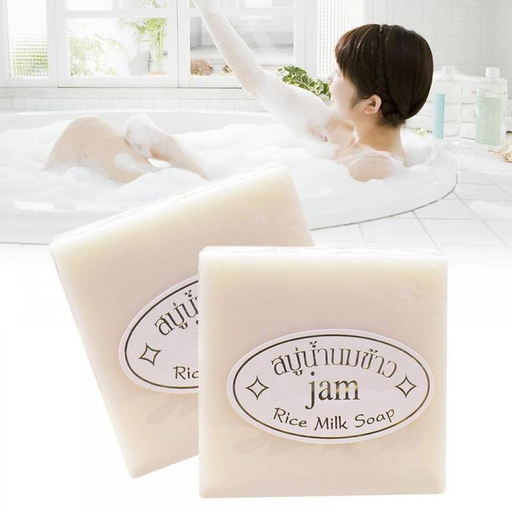 Xà Phòng Cám Gạo Và Sữa Tươi Jam Rice Milk Soap trắng da Thái Lan cho mặt và cơ thể 60g