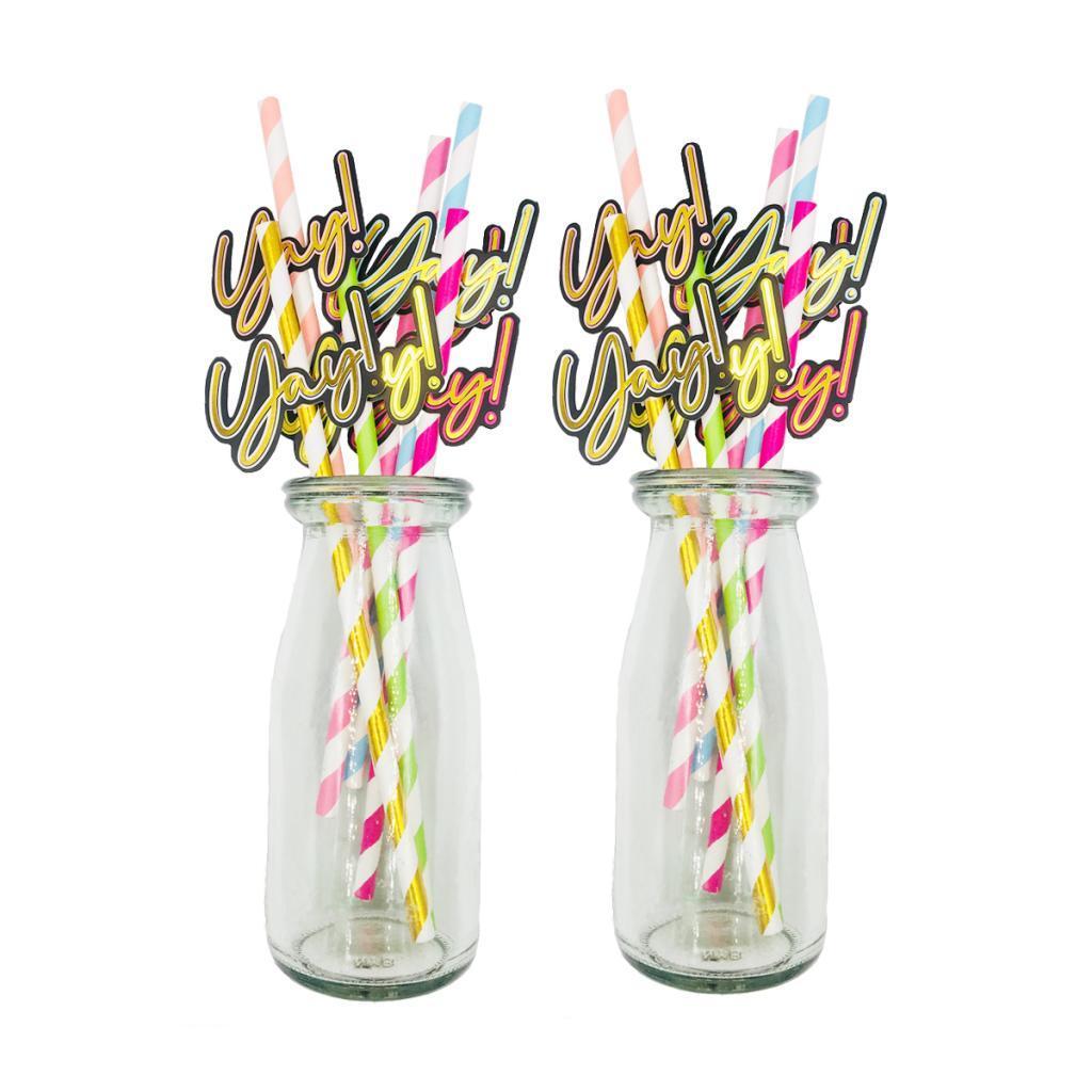 12 Pieces Party Paper Straws Rainbow Stripe Paper Drinking Straw