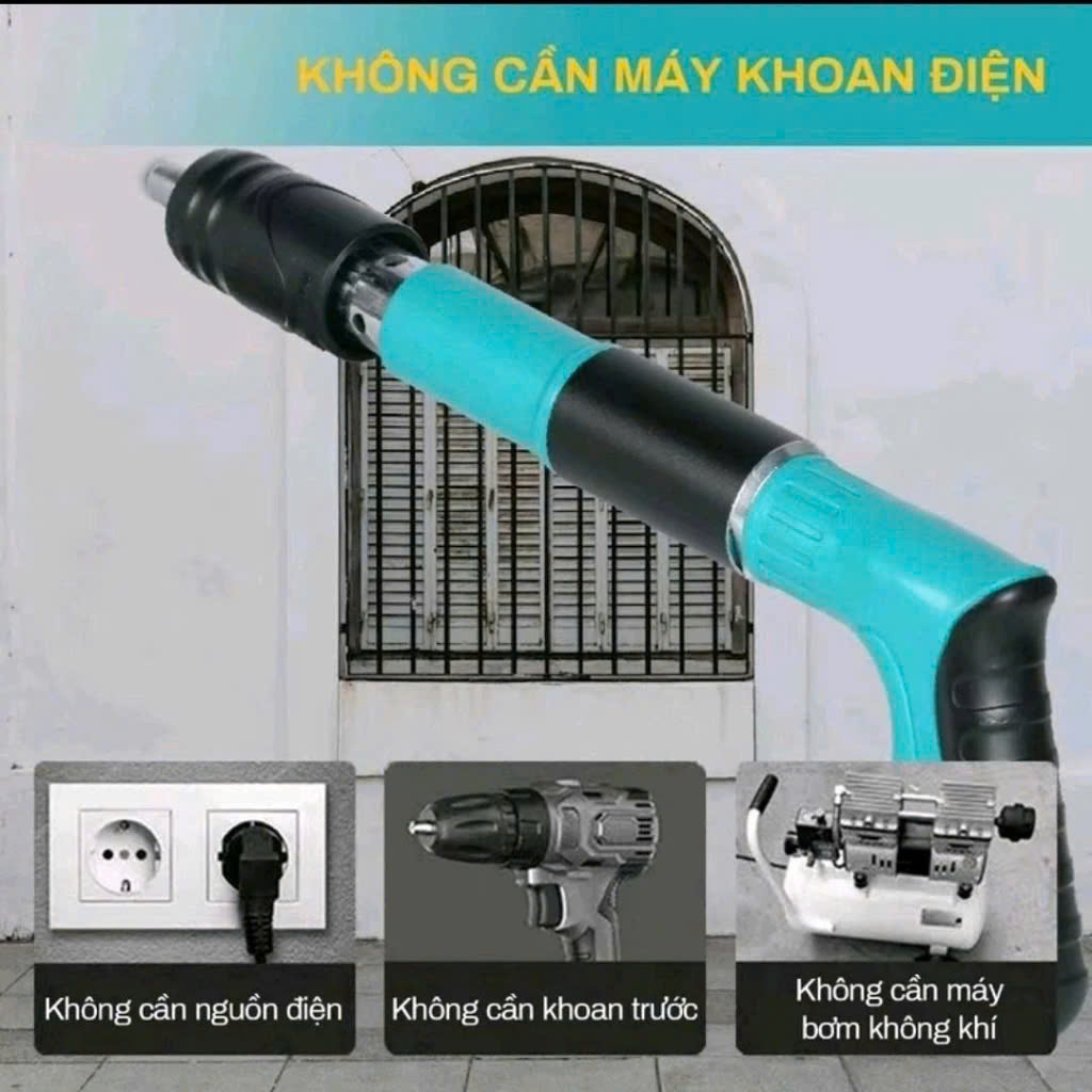 Máy Bắn Đinh Siêu Mạnh Loại Tốt – Bắn Xuyên Sắt Thép, Kèm 100 Đinh Bản Đặc Biệt, Siêu Êm đèn