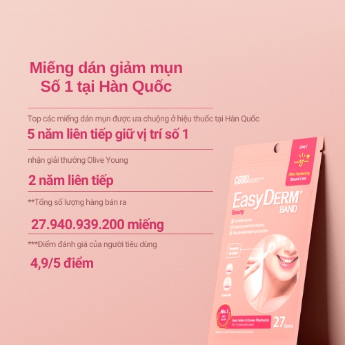 Miếng dán mụn giảm sưng viêm CGBIO EASYDERM BEAUTY - Tặng kèm nhíp gắp tiện dụng