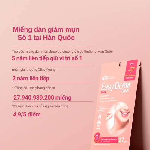 Miếng dán mụn giảm sưng viêm CGBIO EASYDERM BEAUTY (27 miếng) - Tặng kèm nhíp gắp tiện dụng