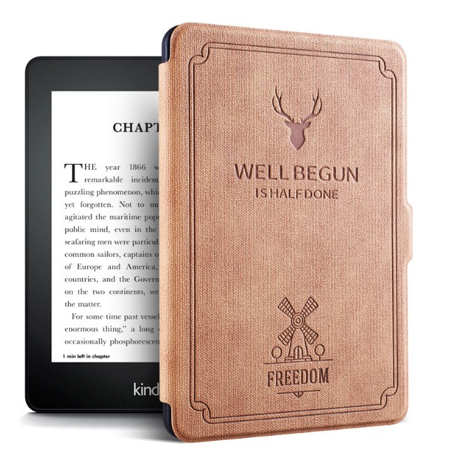 Combo Máy Đọc Sách Kindle Paperwhite Gen 10 (8GB - Màu Đen) và Bao da WELL BEGUN - Hàng nhập khẩu