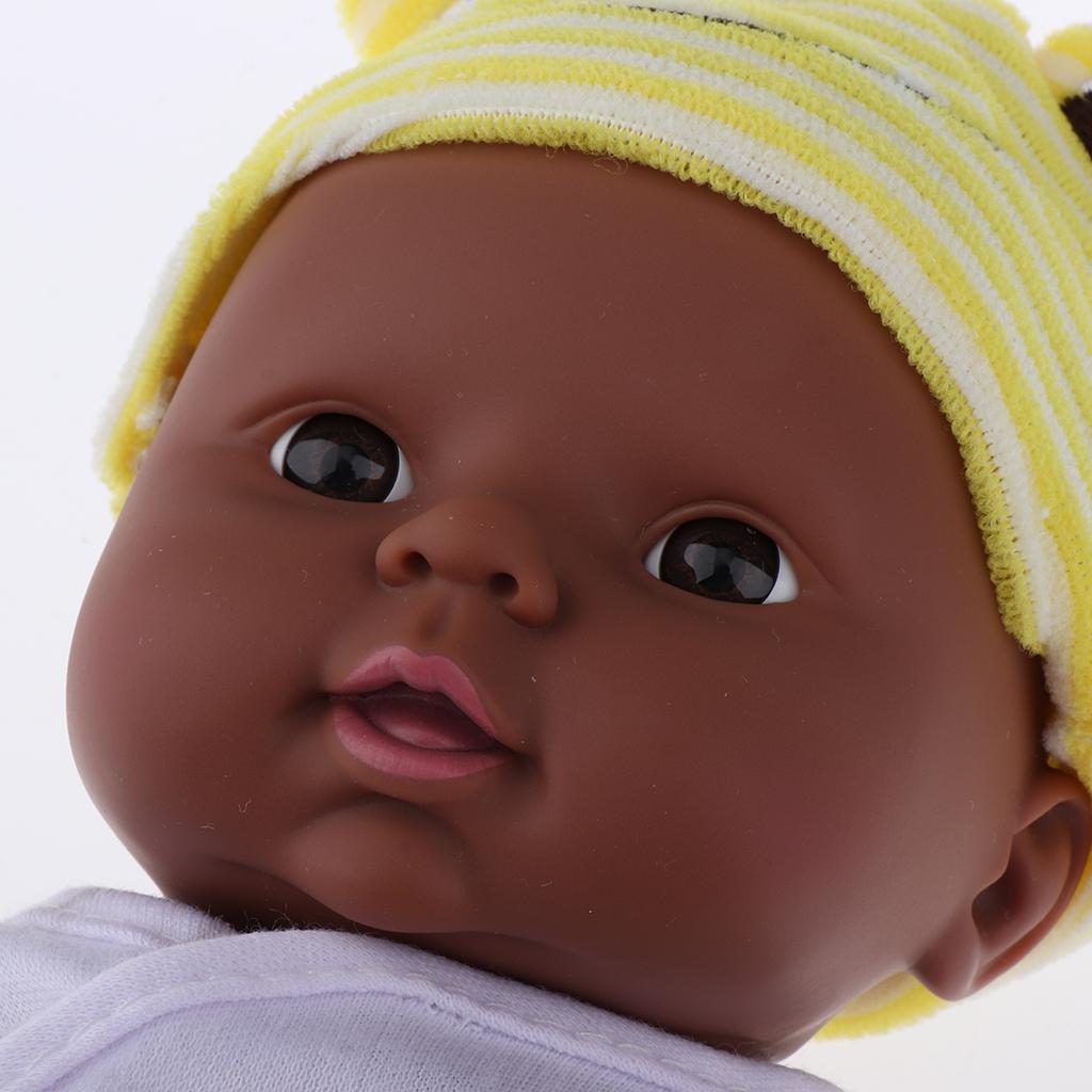 30cm Real Life Newborn Doll Vinyl Trẻ Sơ Sinh Châu Phi Trẻ Sơ Sinh Màu Vàng