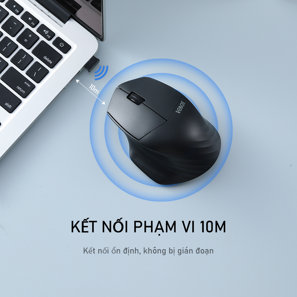 Chuột Không Dây Tĩnh Âm ROBOT M350 - Kết Nối Bluetooth &amp; USB Nano 2.4 GHz - Độ Phân Giải 1600 DPI - Hàng chính hãng