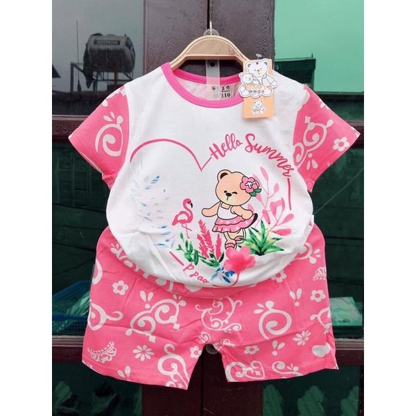 Bộ cộc tay xuất Hàn size nhỡ cho bé gái 15-23kg