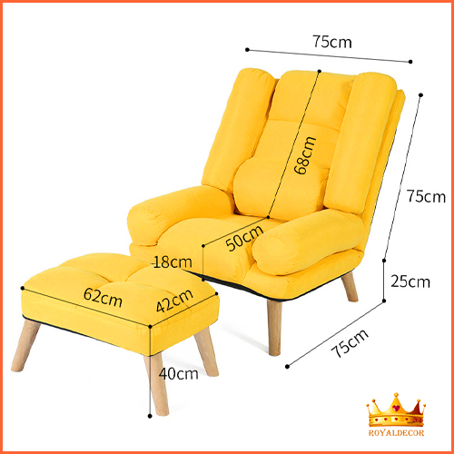 Ghế Lười Thư Giãn Kèm Đôn ROYALDECORHN Lắp Ráp Dễ Dàng - Ghế Sofa Bành Ngồi Đọc Sách Thư Giãn Ngả Lưng 180 độ Nghỉ Ngơi - Nội Thất Phòng Khách, Phòng Làm Việc, Phòng Ngủ