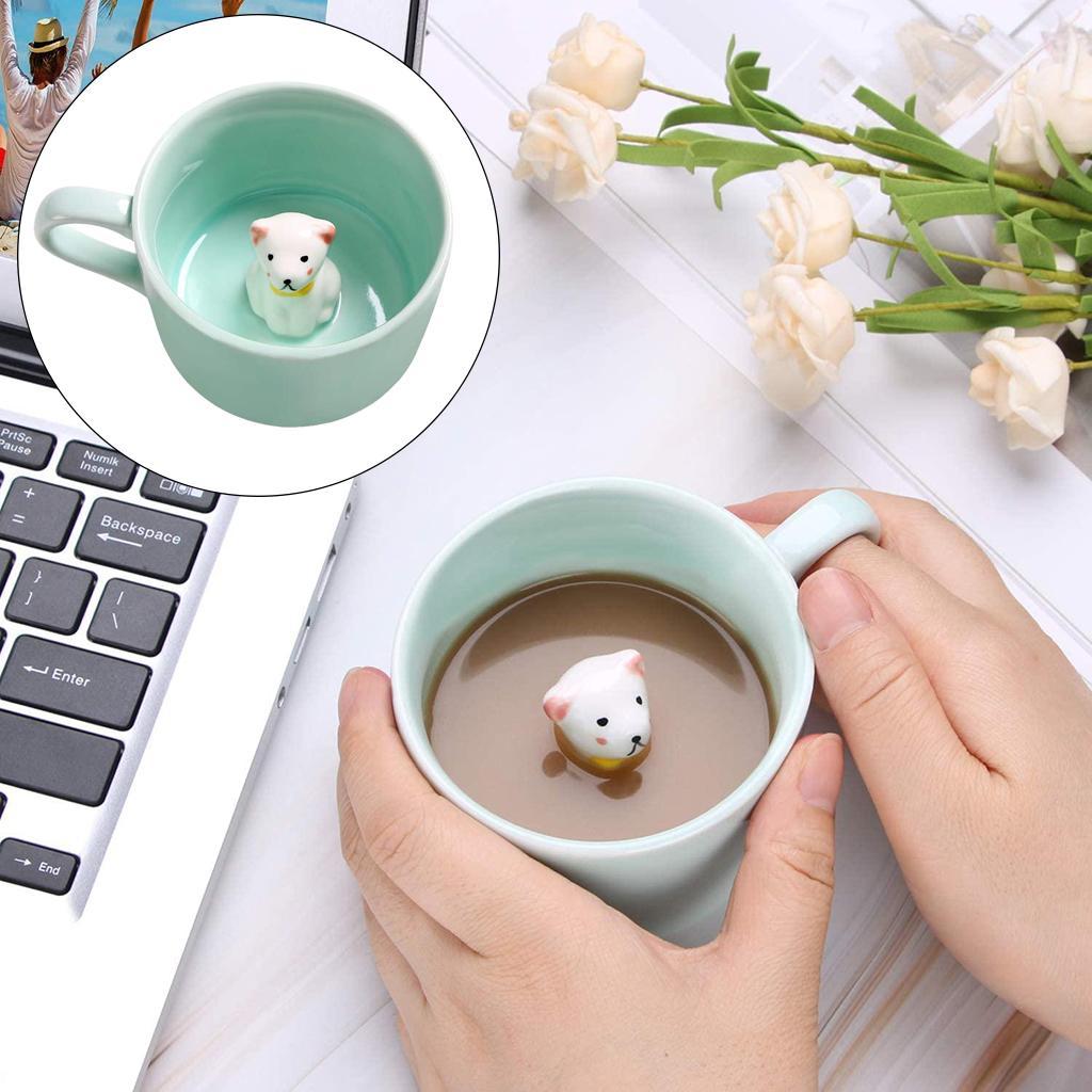 2pcs Ceramic Cup Cute Animals Inside Mugs Coffee Tea Milk 3D Cartoon