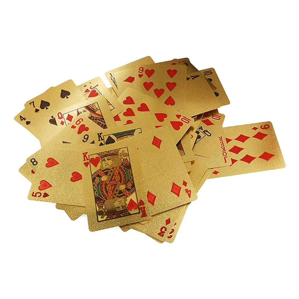 Bộ Bài Tây 52 lá mạ vàng 24k Mạ Vàng May Mắn Tài Lộc độc đáo cao cấp thiết kế chống cong vênh, không thấm nước