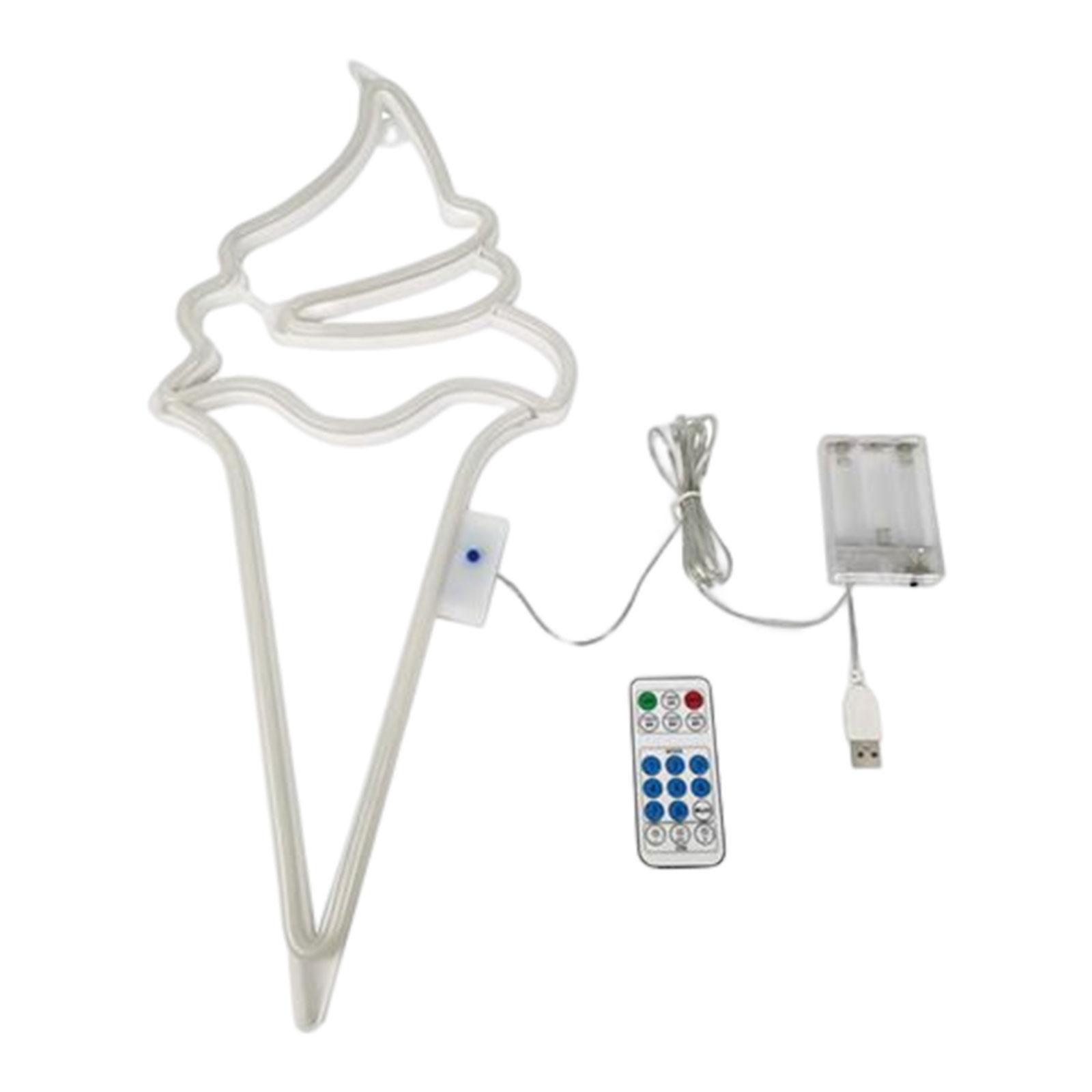 Ice Cream Neon Sign Lights 8 Light Modes Wall Hanging Decor Outdoor