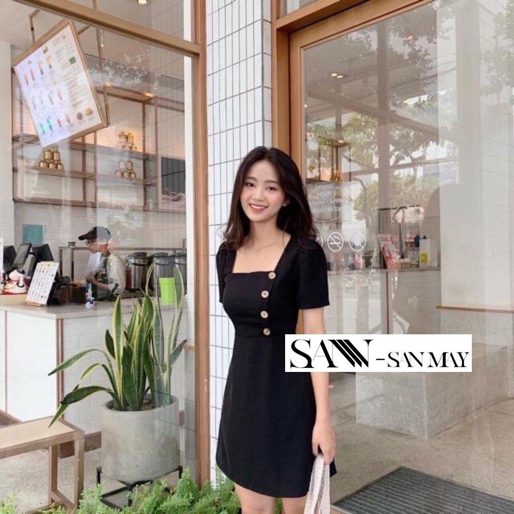 Đầm Cổ Vuông Body SANMAY Váy Dự Tiệc Cưới Sang Trọng Ôm Dáng Hàn Quốc, Phù Hợp Công Sở, Thiết Kế Màu Trắng Đen Kem VD012