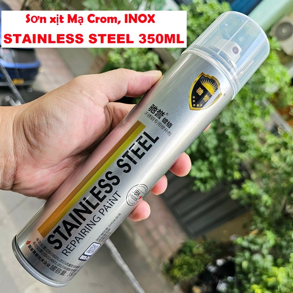 Chai Xịt Sơn Bạc Mạ Crom Sáng Bóng STAINLESS STEEL 350ml | Làm Mới Đồ Vật, Bám Dính Tốt, Khô Nhanh