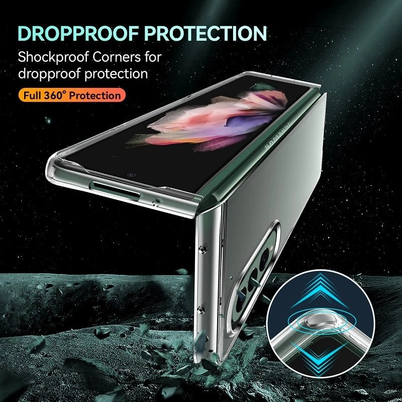 Ốp lưng chống sốc cho Samsung Galaxy Z Fold 3 hiệu Likgus Glitter siêu mỏng 1.5mm độ trong tuyệt đối, chống trầy xước, chống ố vàng, tản nhiệt tốt - hàng nhập khẩu